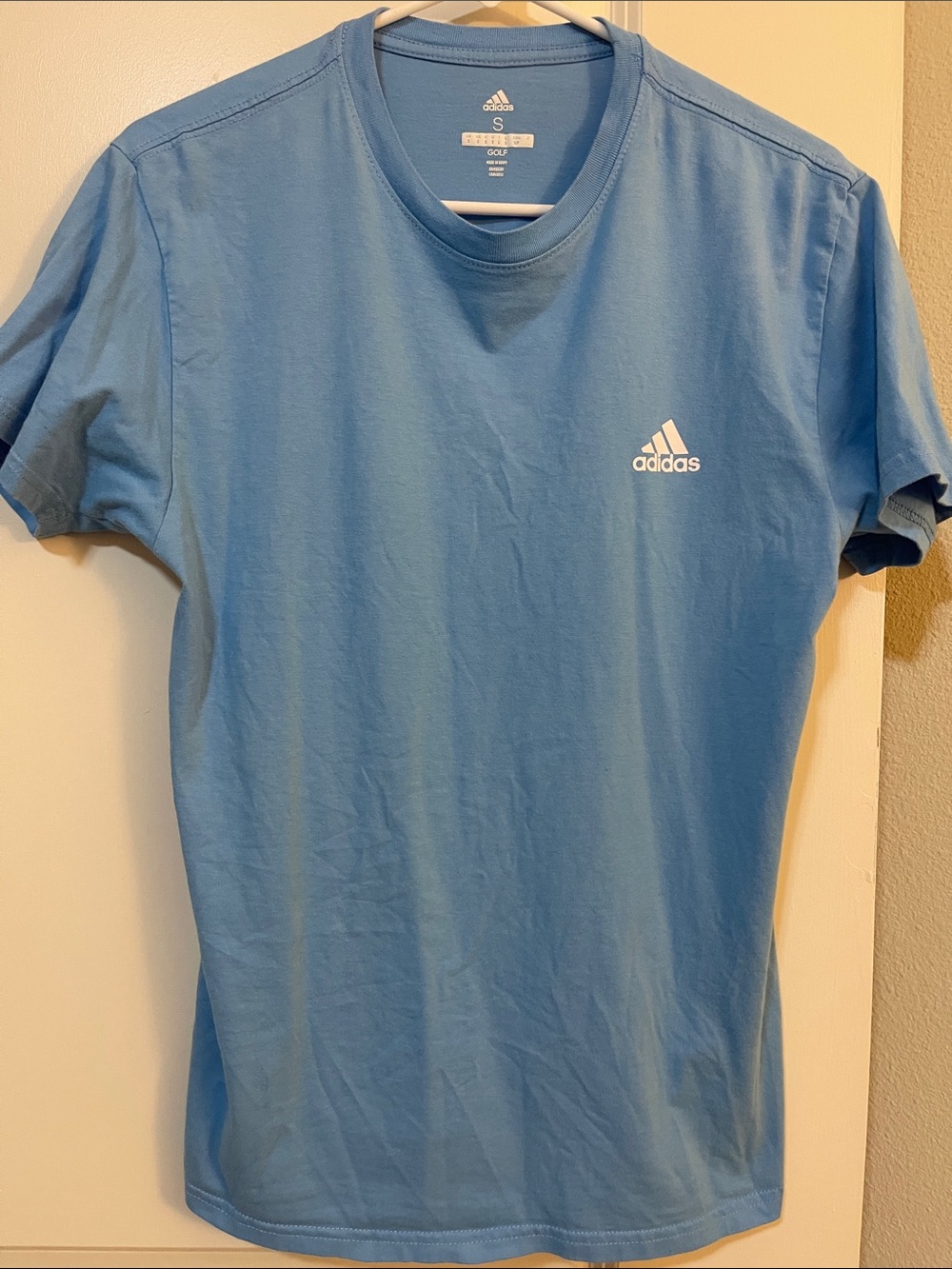 GOLF adidas Light Blue Short Sleeve Logo Tee